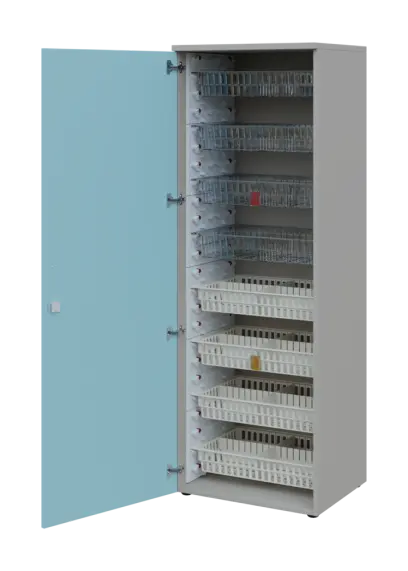 EUROMEDICA D - 66/M skříň léková boxová, 1-dveřová, levá, 1950x660x535, korpus šedý, dvířka obloha